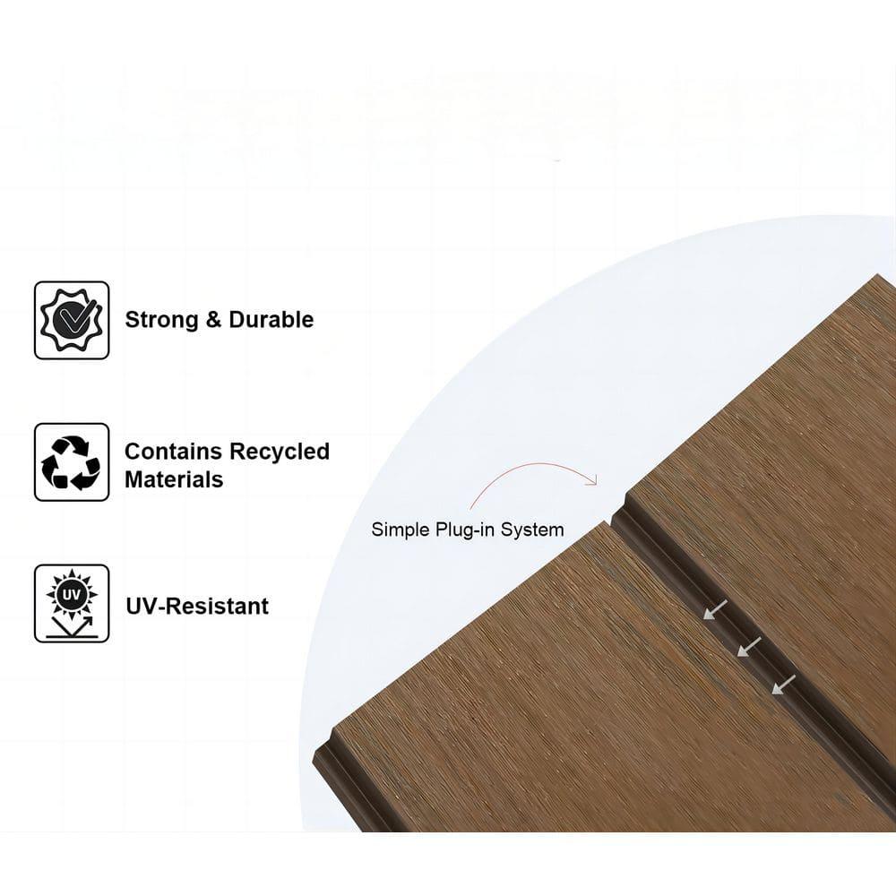 Privacy Fence for Outside, 6ftx6ft Outdoor Privacy Panels with In-ground Post, Wind Resistant Wood Plastic Composite Fencing for Patio, Backyard, Garden and Swimming Pool (Brown with 1 Post)