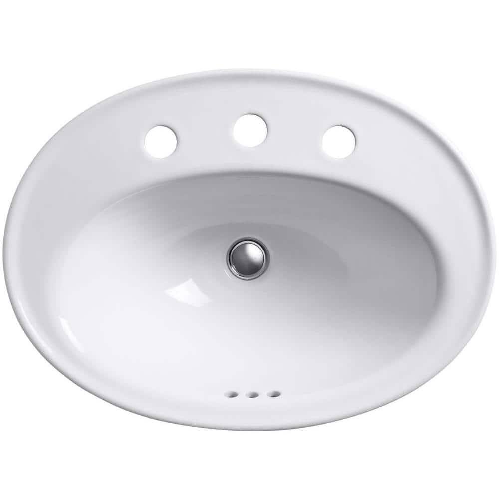 Serif® Ceramic Oval Drop-In Bathroom Sink with Overflow