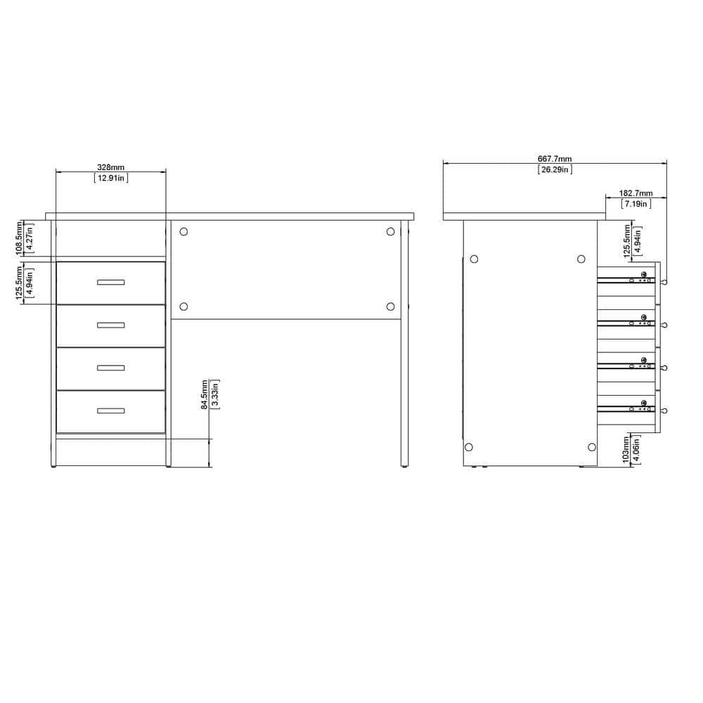 Tvilum, Warner Desk with 4 Drawers, Light Woodgrain