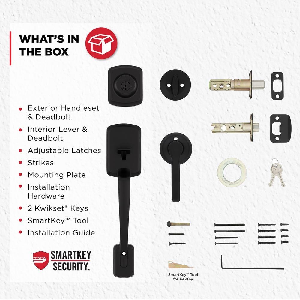 Henley Matte Black Single Cylinder Door Handleset with Round Handle Featuring SmartKey Security