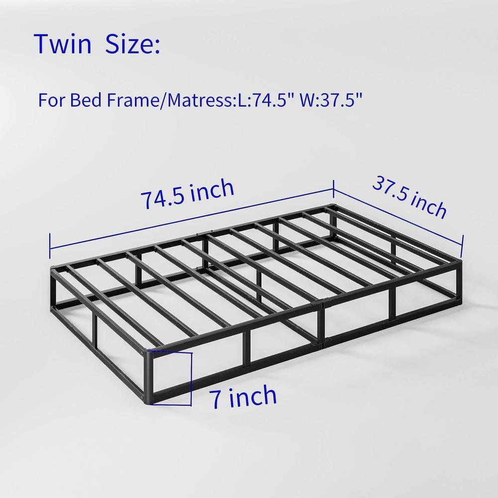 7 in. H Twin Box Spring, Heavy-Duty Metal Structure with Fabric Cover, Easy Assembly, Mattress Foundation