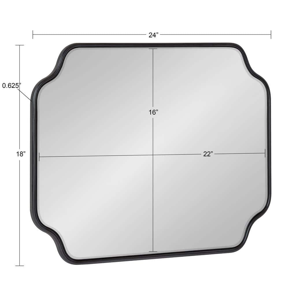 Kate and Laurel Plumley Glam Scalloped Wall Mirror, 18 x 24, Black, Transitional Mirror Wall Decor