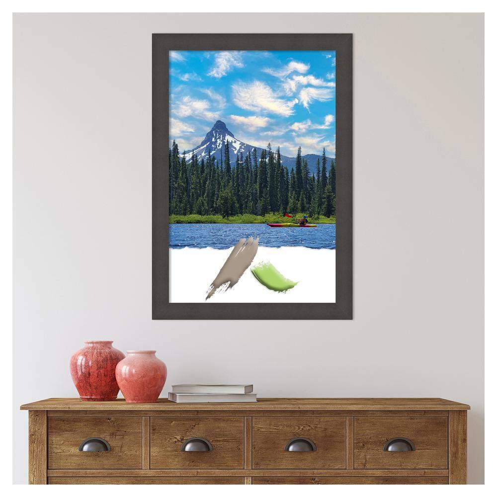 Amanti Art Blaine Light Pewter Narrow Picture Frame Opening Size 20x30 in.