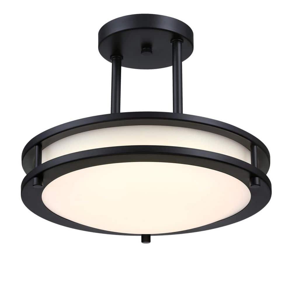 12 Inch, 15 Watt LED Indoor Semi Flush Mount Ceiling Fixture with Color Temperature Selection, Frosted Acrylic Shade