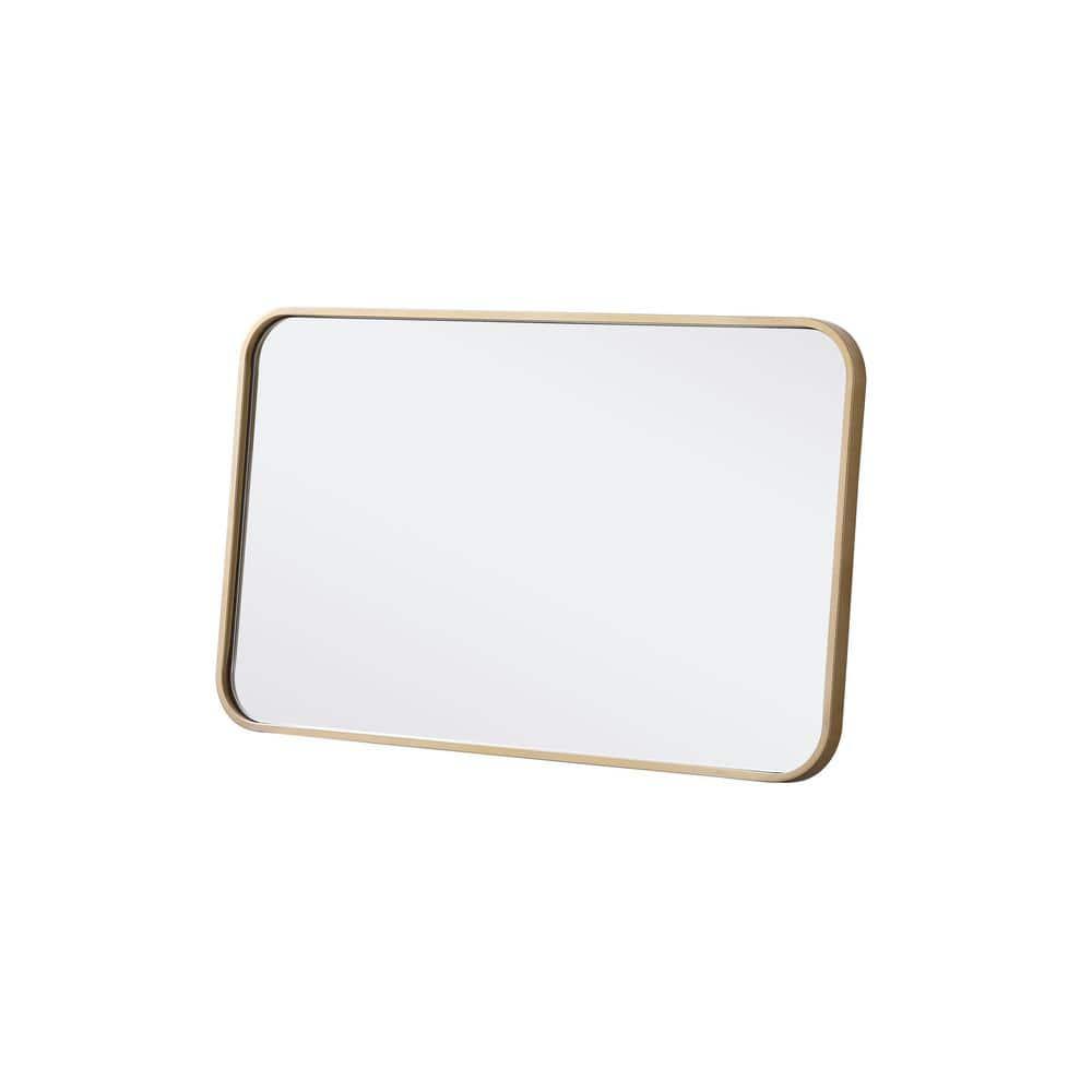 Elegant Lighting Soft corner metal rectangular mirror 18x30 inch in Brass