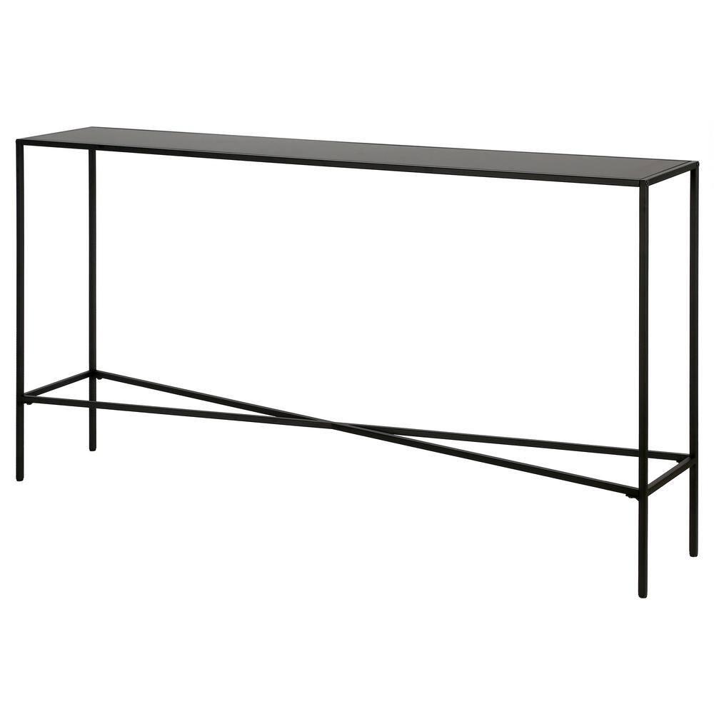 Evelyn&Zoe Henley 55" Wide Rectangular Console Table with Metal Top, Blackened Bronze