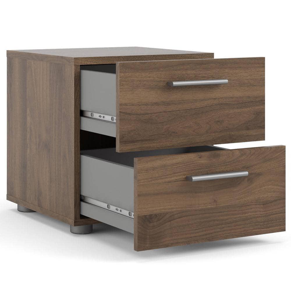 Tvilum Loft 2 Drawer Bedroom Nightstand for Adults, Walnut