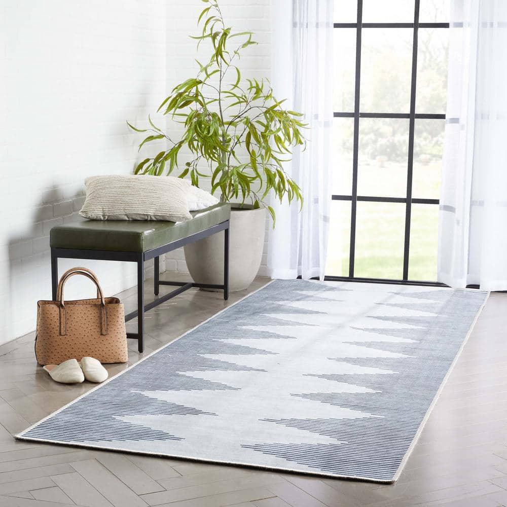 Trinx Kehr Bree Moroccan Diamond Stripes Ivory Grey Area Flat-Weave Rug