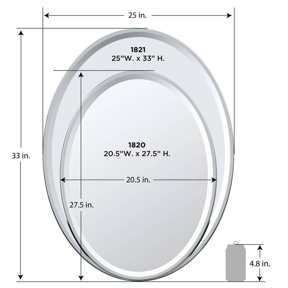 Flush Mount Framed Bathroom Vanity Mirror | Oval Framed Wall Mirror with Beveled Edge | Decorative Wall Mirror for Bathroom, Bedroom, Hallway, Entryway