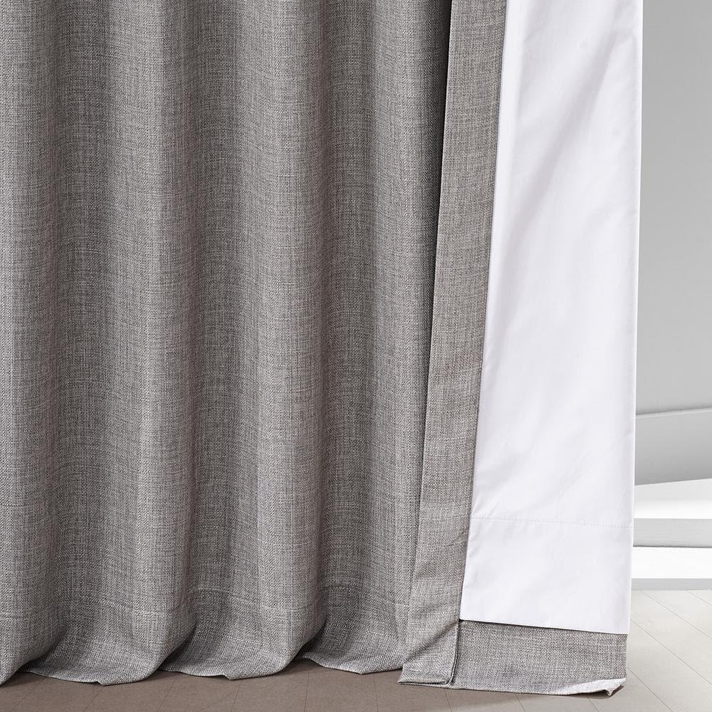 Signature Destination Slate Faux Linen Blackout Curtain (1 Panel), Destination Slate, 50W X 96L
