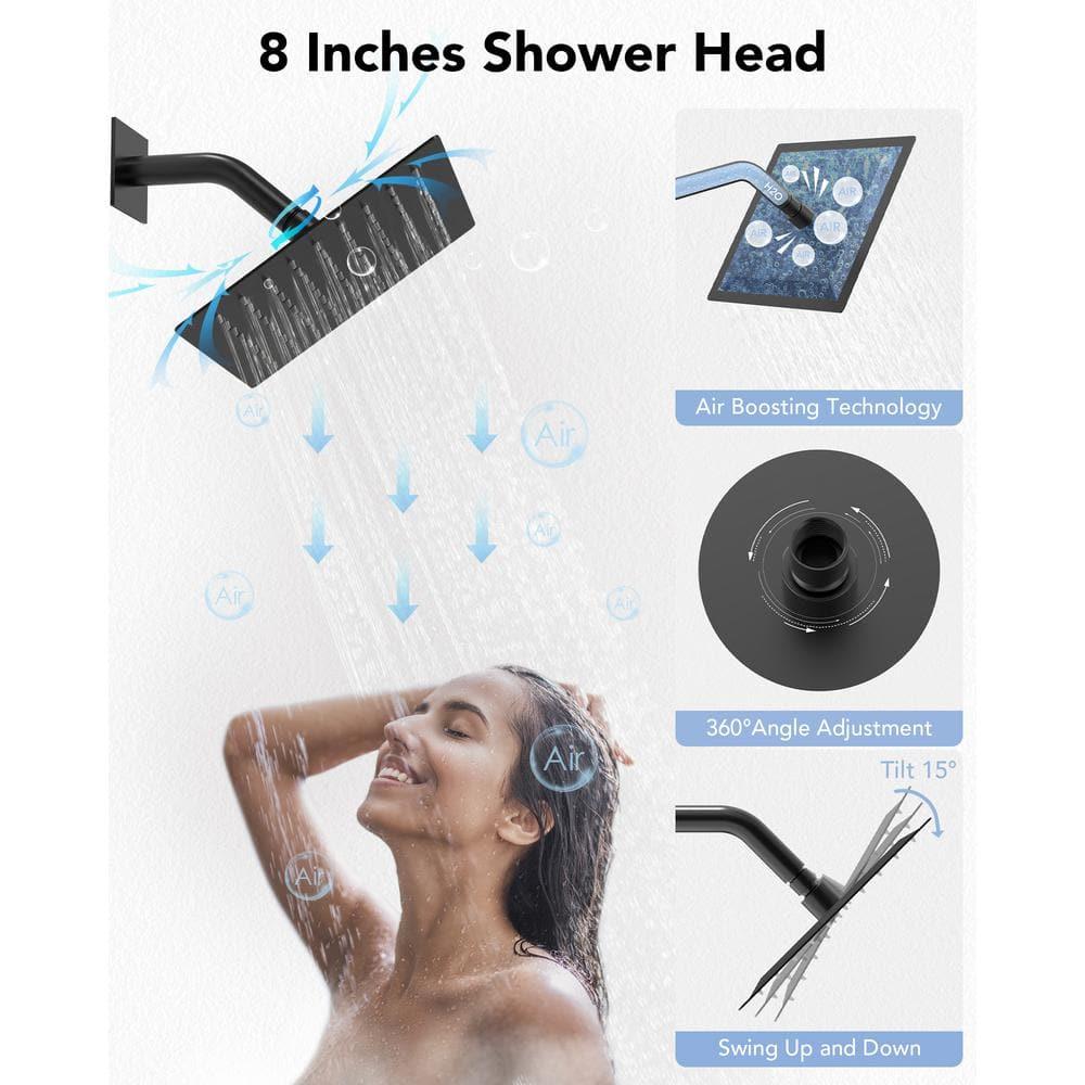 AquaSpa Dual-Function Tub Shower Faucet Set, Shower Trim Kit with Rain Shower Head and Valve