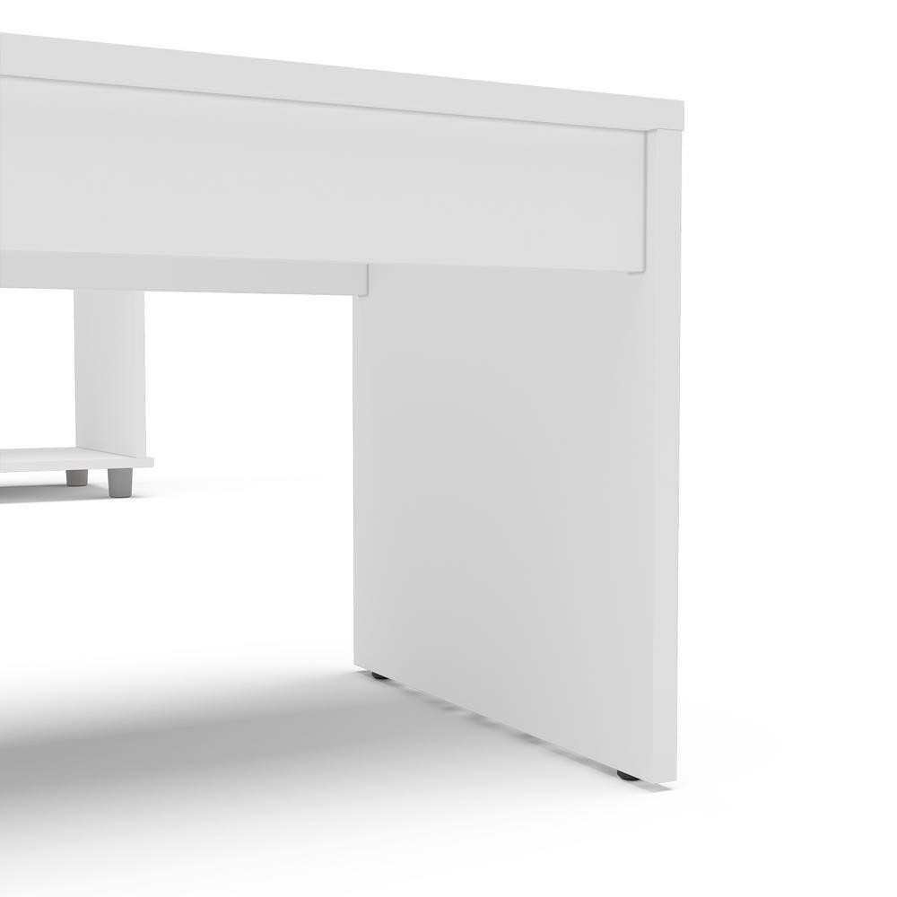Polifurniture 2pc Living Room Set with TV Stand and Coffee Table White: Modern MDF Furniture Ensemble