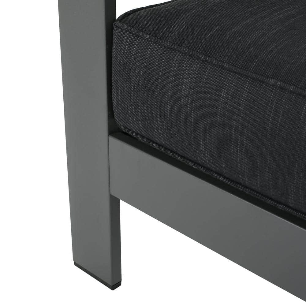GDF Studio Crested Bay Outdoor Aluminum Club Chairs with Cushions, Set of 4, Gray and Dark Gray