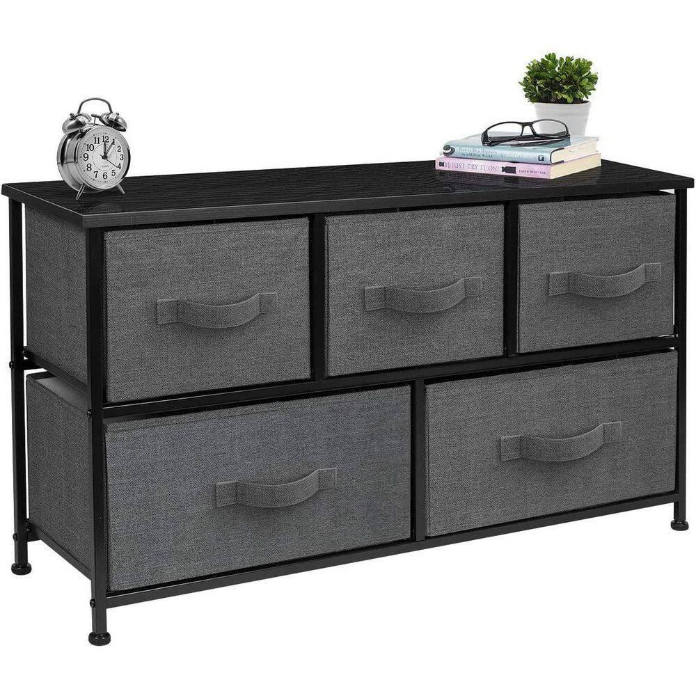 Sorbus Sorbus Dresser with 5 Drawers with Steel Frame, Wood Tops, and Fabric Bins
