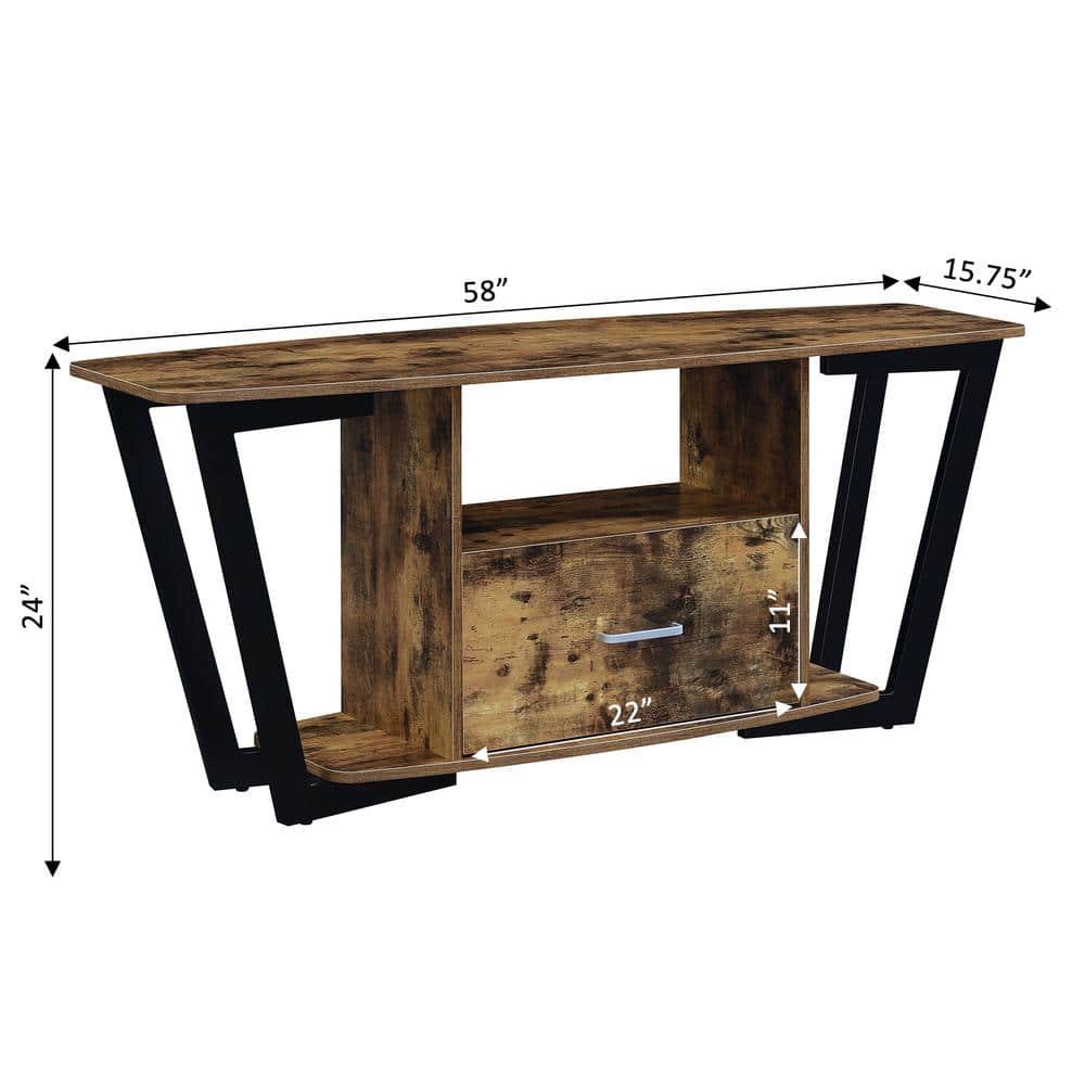 Convenience Concepts Graystone 60 inch 1 Drawer TV Stand with Shelves, Barnwood/Black