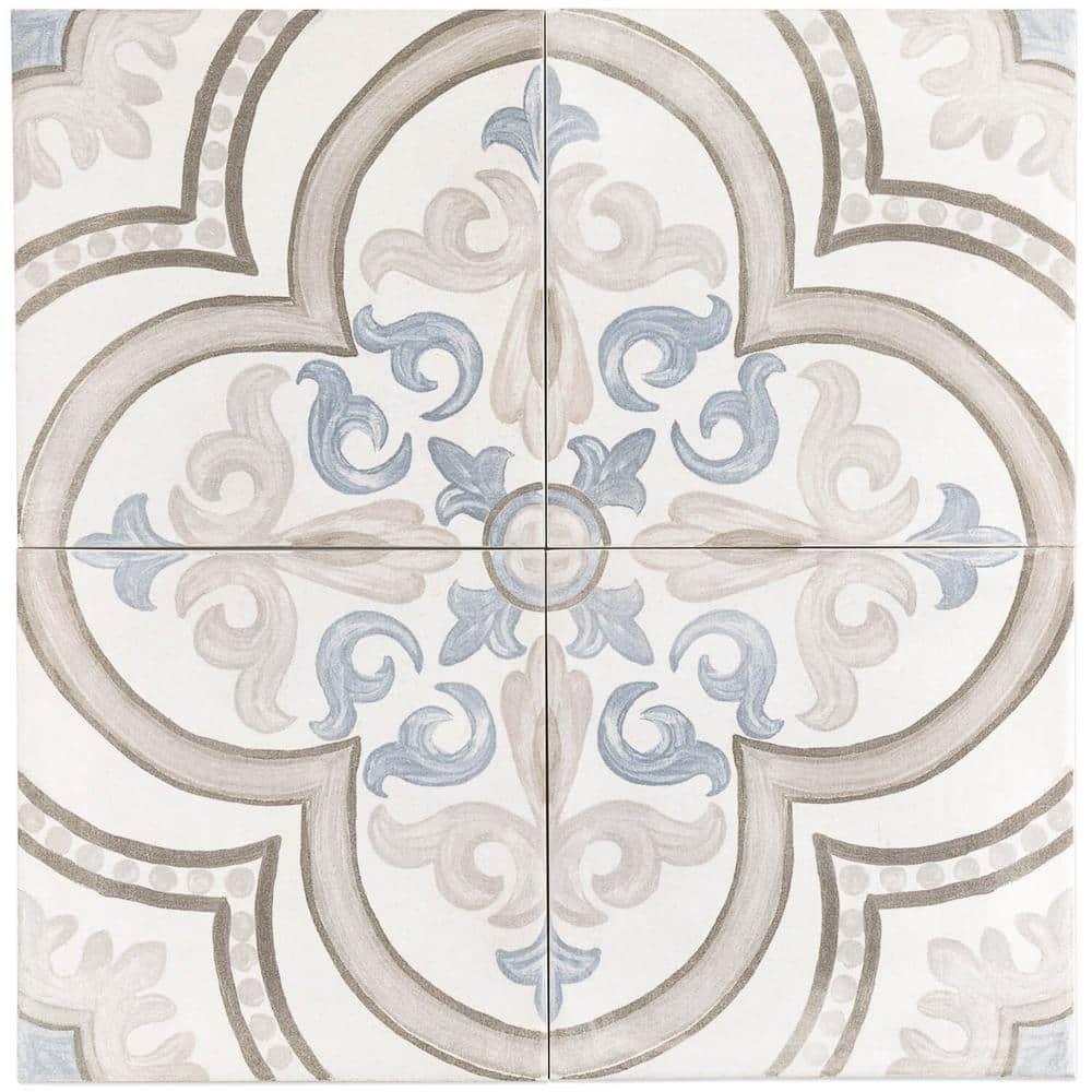 Bond Tile Valencia Daiza 8" x 8" Porcelain Field Tile in Matte Gray/Blue