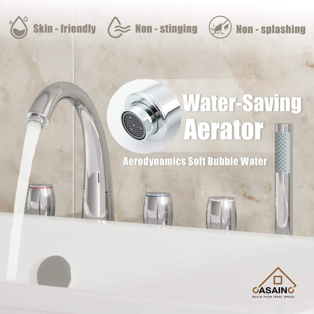 Chrome Plated 3-Handle Deck Mount Roman Tub Faucet with Hand Shower