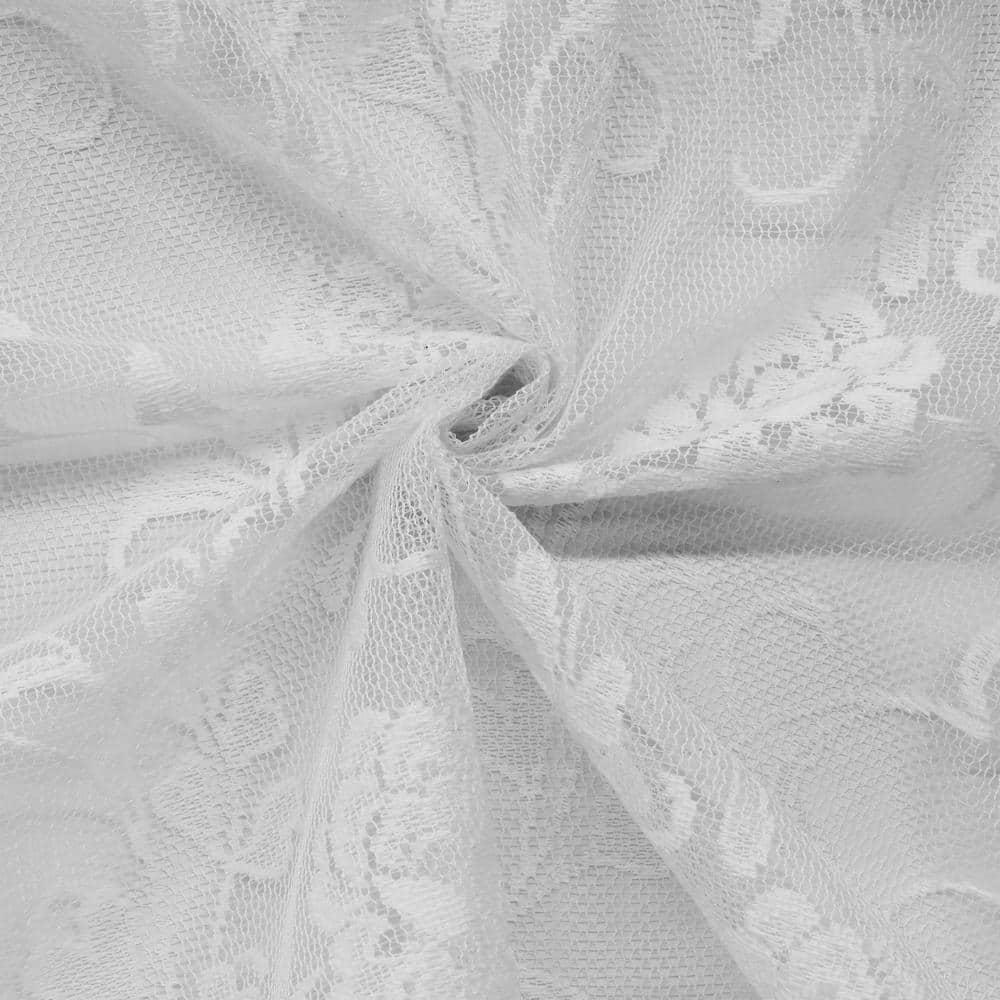 Habitat Limoges Sheer Rod Pocket Timeless Romantic Floral Lace Design Balloon Curtain 55" x 63" White