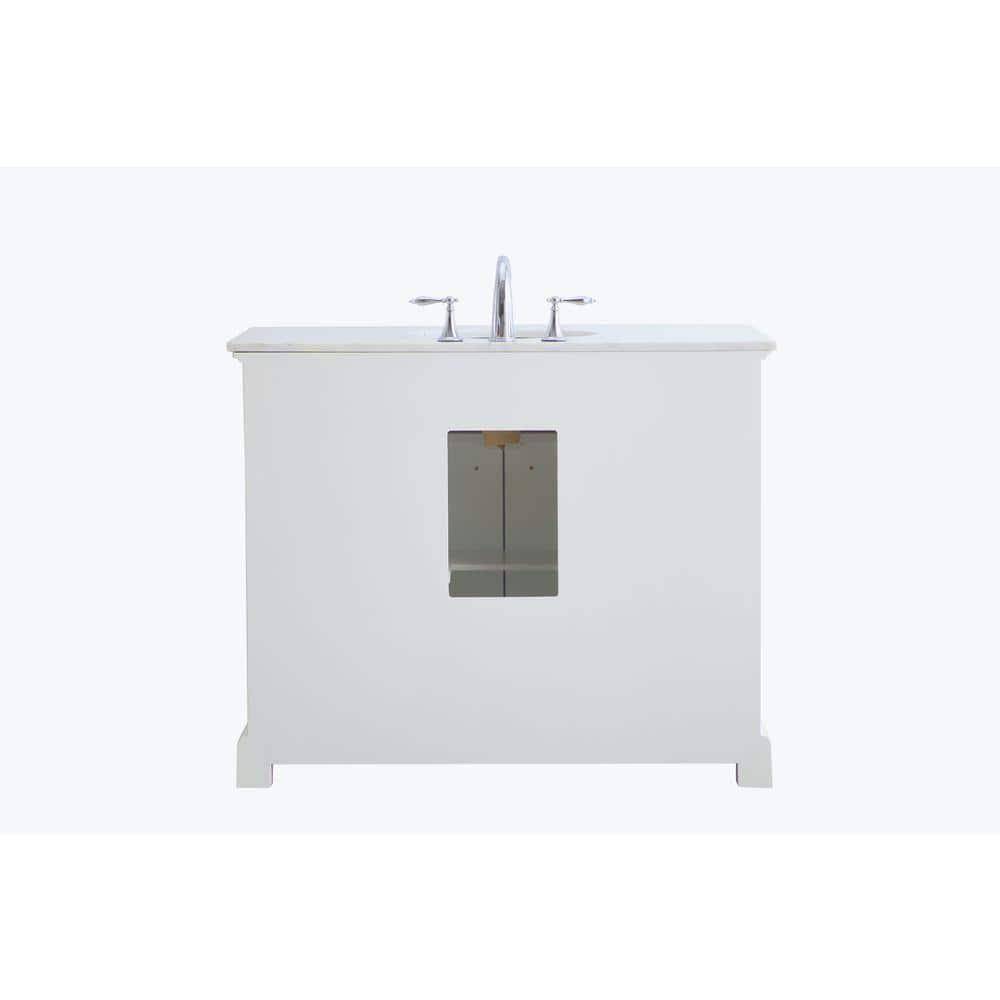 Elegant Decor Americana 42" Single Marble Top Bathroom Vanity in White