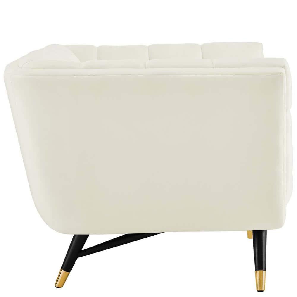 Modway Adept Performance Velvet Accent Armchair in Ivory and Black