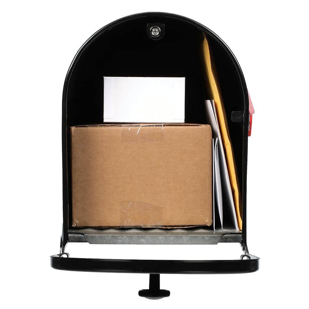 Large Black Steel Double Door Post Mount Mailbox