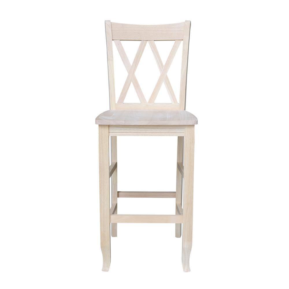 International Concepts 30" Double X Back Counter Height Barstool Unfinished: Solid Wood, Armless