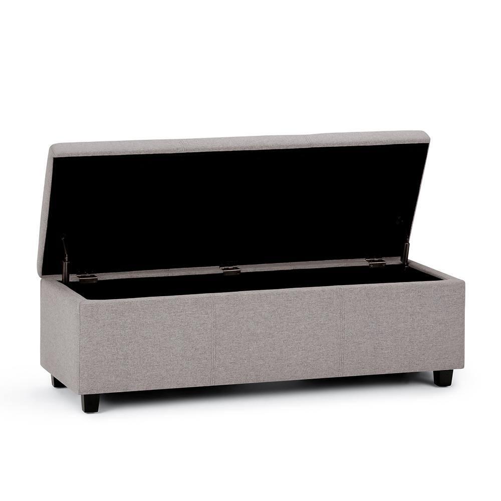 Simpli Home Avalon Storage Bench in Cloud Gray