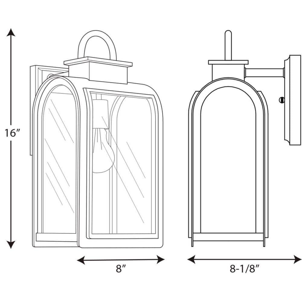 Progress Lighting Refuge 1-Light Medium Wall Lantern, Oil Rubbed Bronze, Clear Glass, Umber Reflector Panel