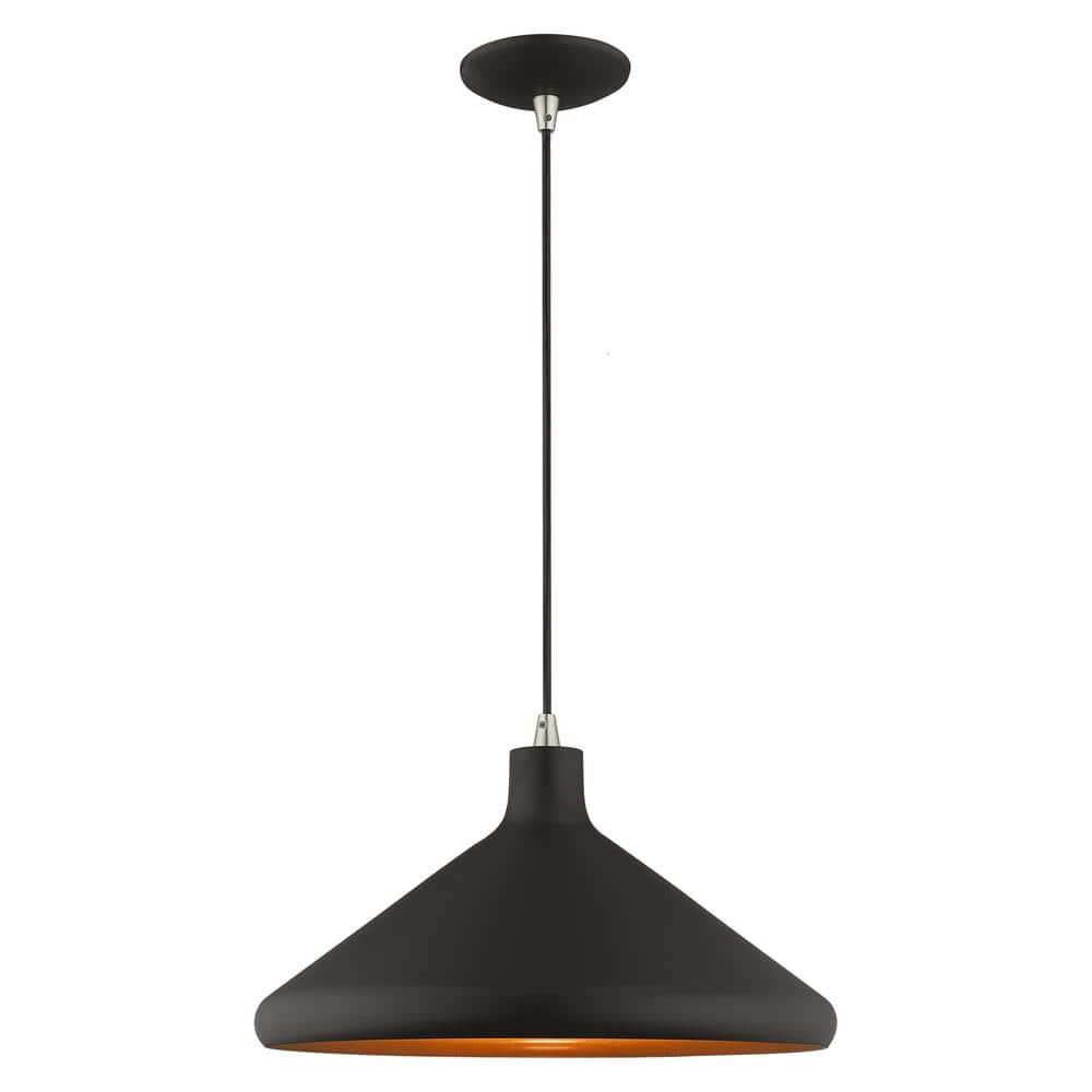 Livex Lighting Metal Shade 1 - Light Chandelier in  Black