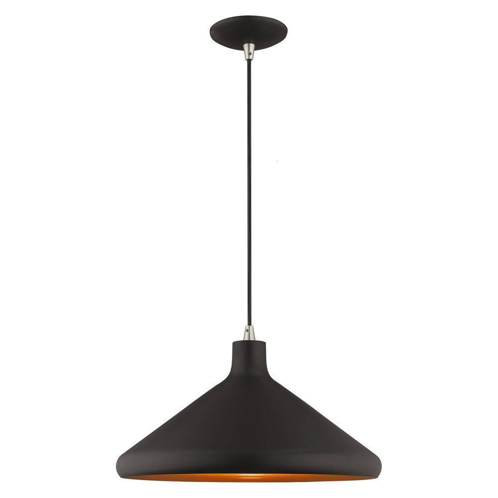 Livex Lighting Metal Shade 1 - Light Chandelier in  Black