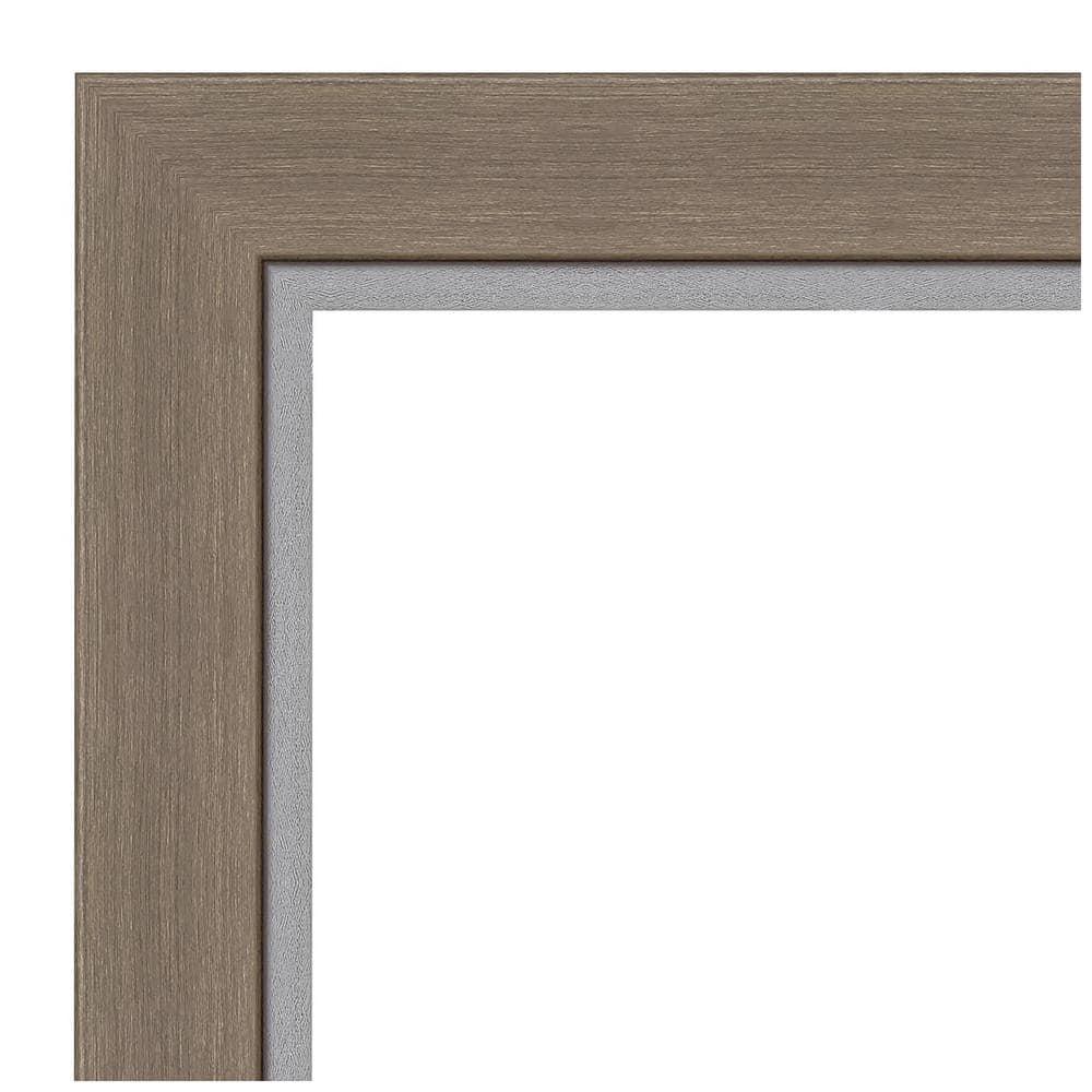 Amanti Art Beveled Bathroom Wall Mirror - Eva Narrow Frame Eva Brown Narrow Outer Size: 23 x 23 in Silver, Brown