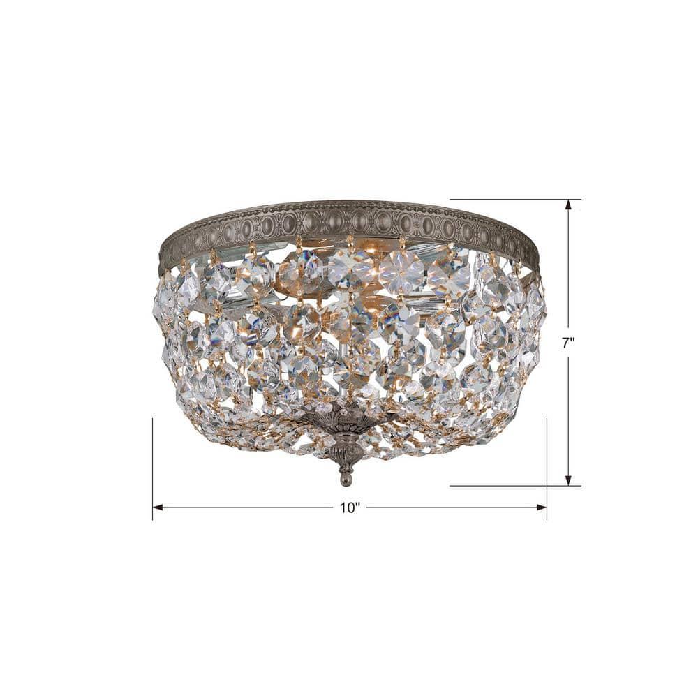 Crystorama 2 Light Clear Italian Crystal English Bronze Flush Mount