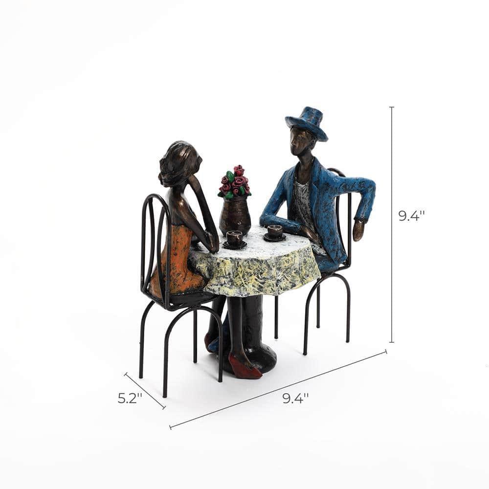 LuxenHome 9.4" LuxenHome Modern Brown Polyresin Couple Date Night Tabletop Home Decor Multicolored