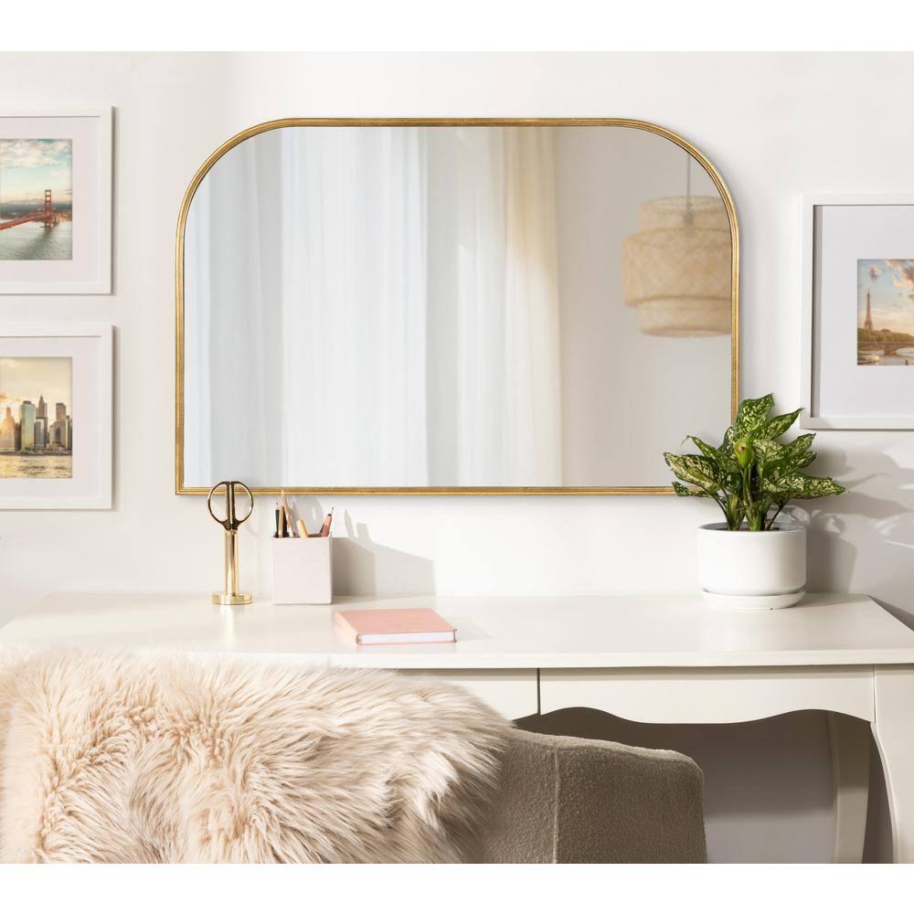 36" x 24" Caskill Framed Arch Wall Mirror Gold - Kate & Laurel All Things Decor