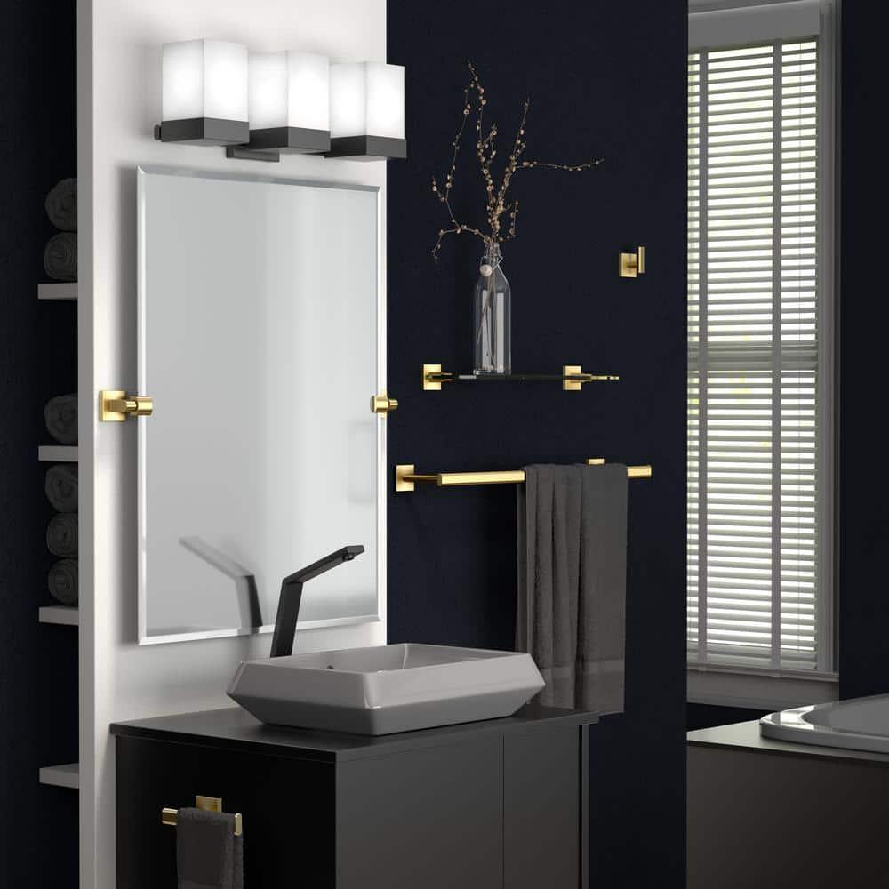 Gatco 4066 Elevate Vanity Glass Shelf, Brushed Brass