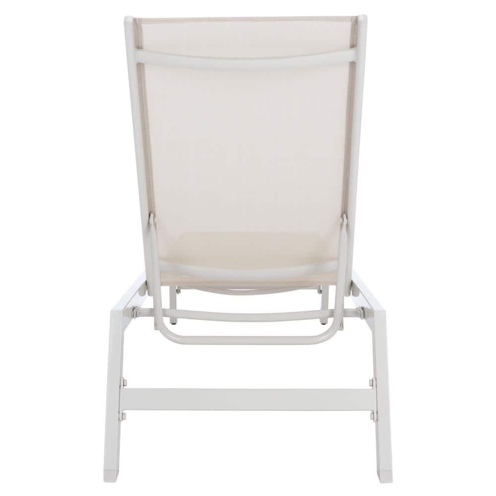 Fionne Sunlounger - Outdoor - PAT9038 - White/Beige -Safavieh