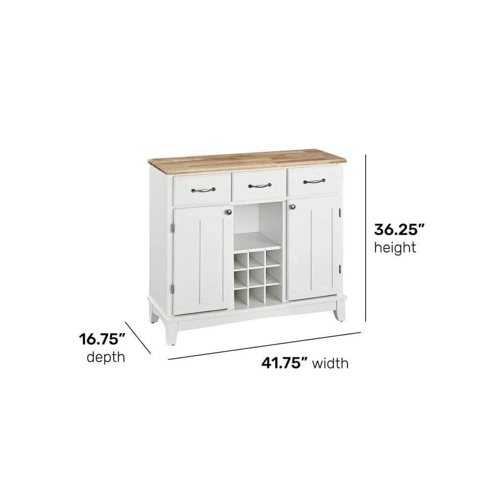 36.25" Sideboard Buffet Servers with Wood Top White - Home Styles: Kitchen Storage, Hutch Design, Wine Rack