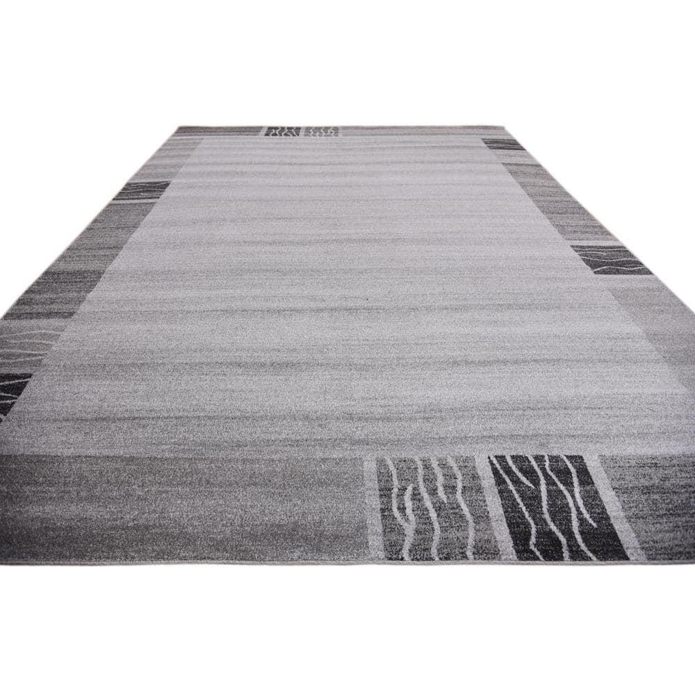 Unique Loom Del Mar Collection Area Rug - Sarah (9'  x 12' Rectangle Light Gray/Gray)