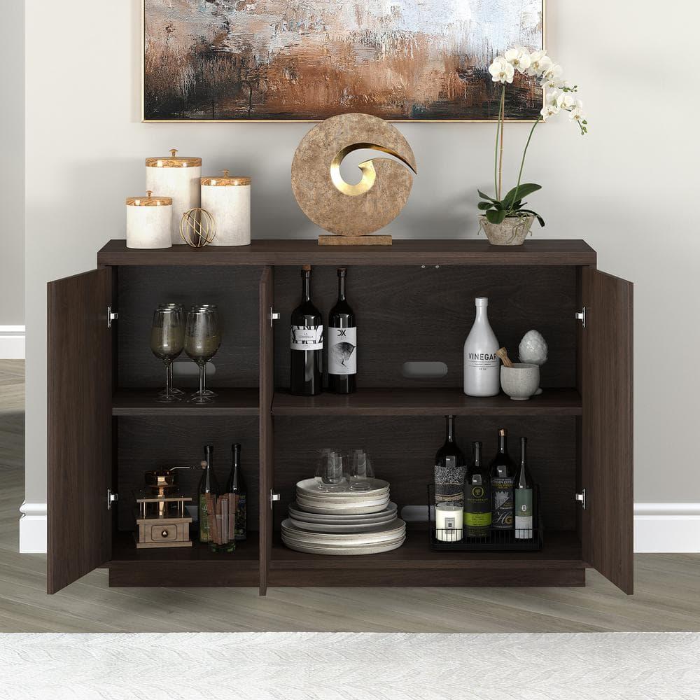 Evelyn&Zoe Modern/Contemporary 48" Wide Alder Brown Buffet Table