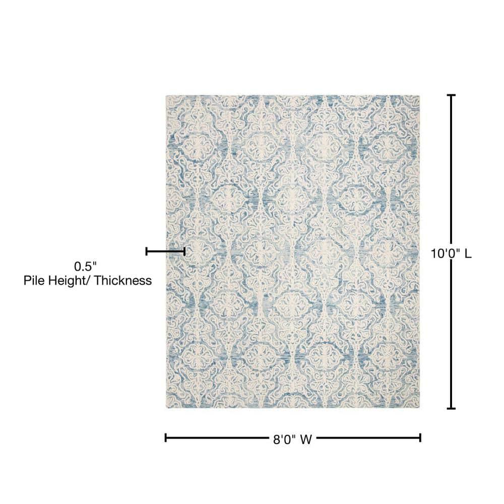 Blossom BLM112 Hand Tufted Indoor Area Rug - Blue/Ivory - 8'x10' - Safavieh