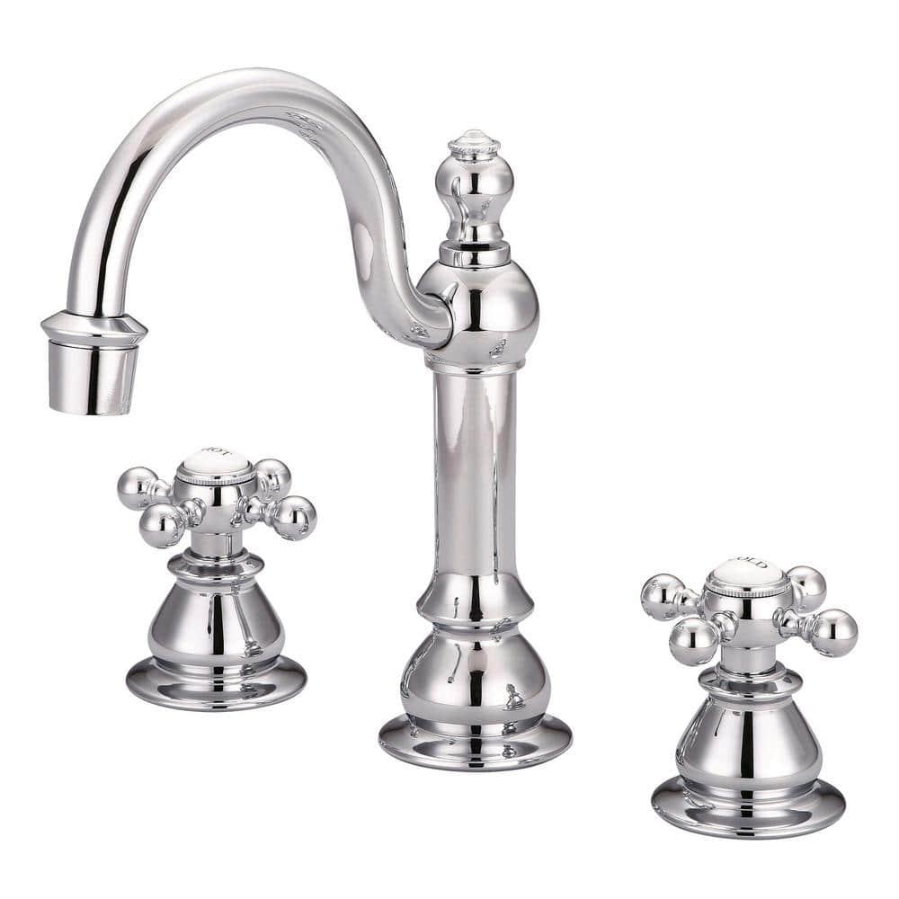 Water Creation F2-0012-01-BX American 20th Century Classic Widespread Lavatory F2-0012 Faucets - Silver & Chrome