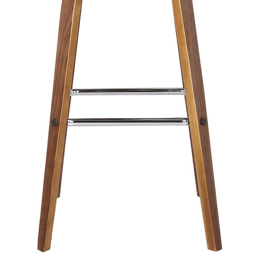 Armen Living 30" Vienna Faux Leather Barstool Brown: Mid-Century Modern, Wood Legs, Padded Back, Fixed Height