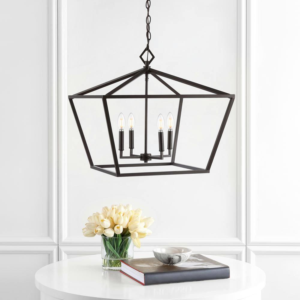 Gatsby 23" 4-Light Adjustable Iron Rustic Glam LED Pendant, Oil Rubbed Bronze