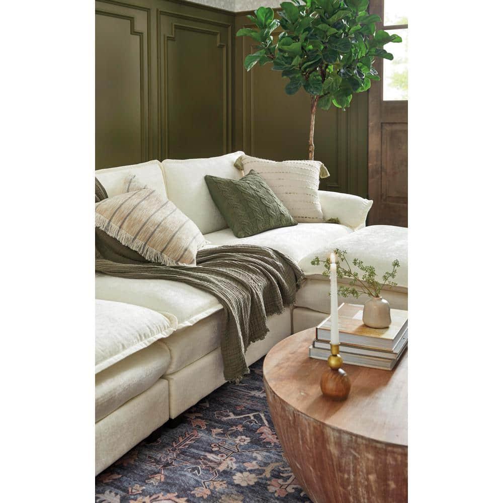 The Urban Port Drum Shape Wooden Coffee Table with Plank Design Base, Distressed Brown