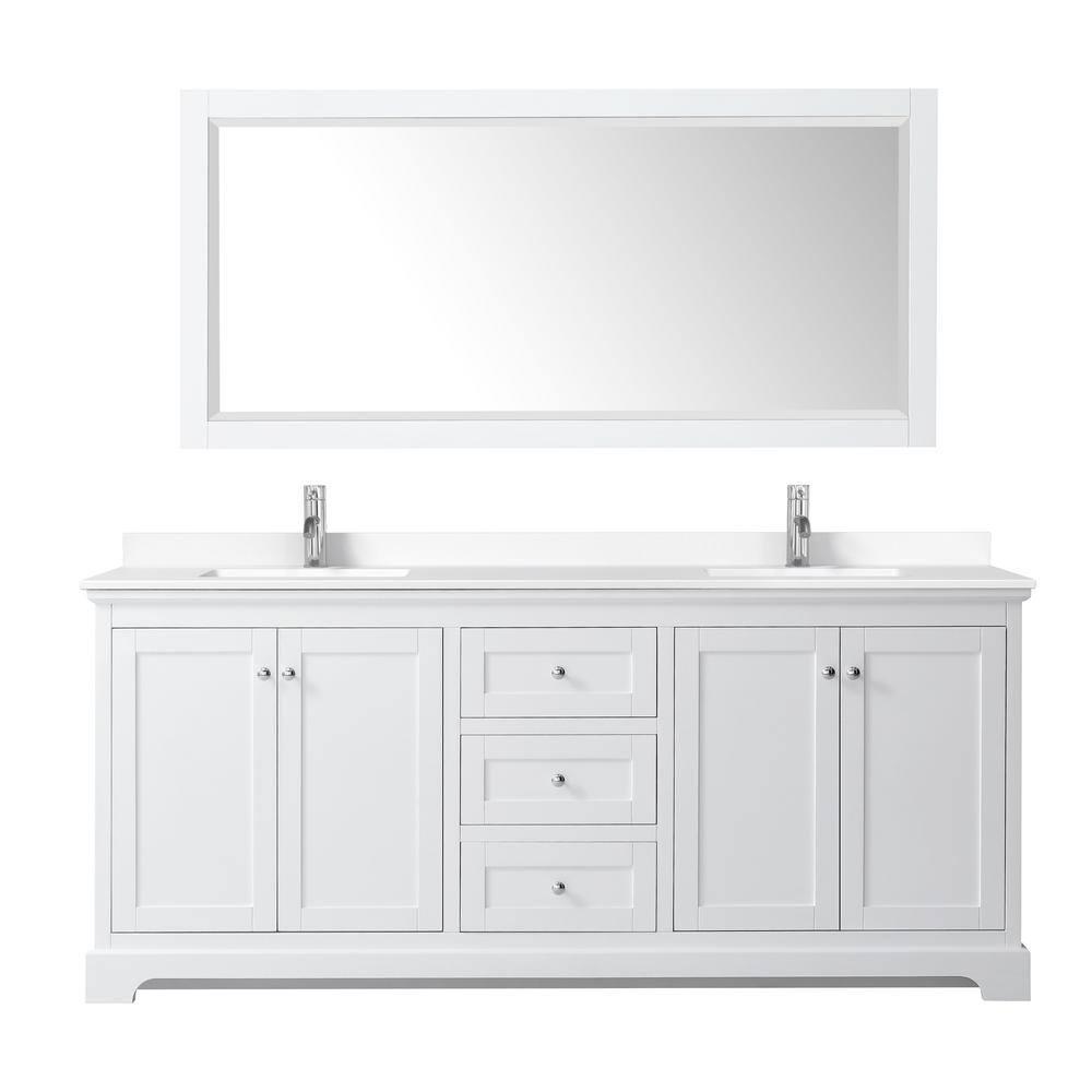 Wyndham Collection Avery 80'' Double Bathroom Vanity with Marble Top with Mirror