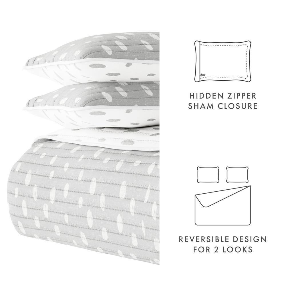 Becky Cameron Becky Cameron Gray Polka Dots Pattern Reversible Quilt Set