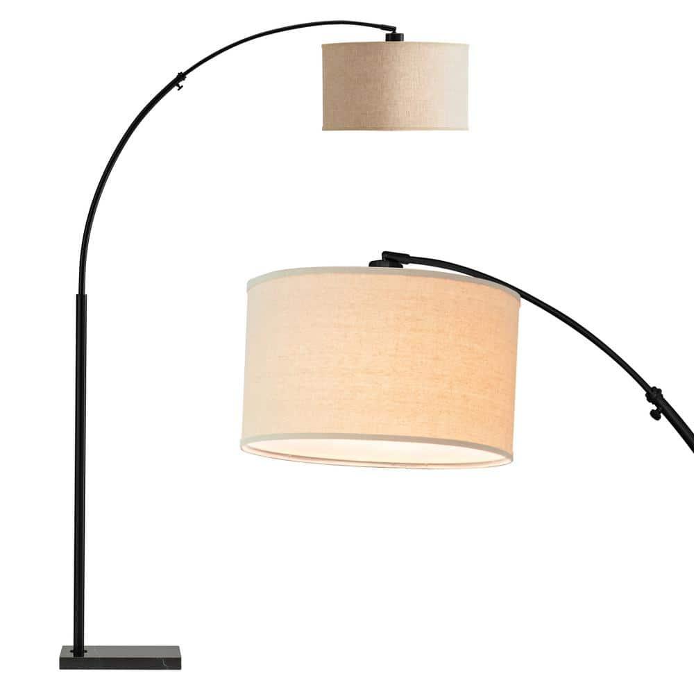 Brightech Logan 76 in. Adjustable and Extendable LED Arched Gold Floor Lamp with Weighted Marble Base - LED Bulb Included