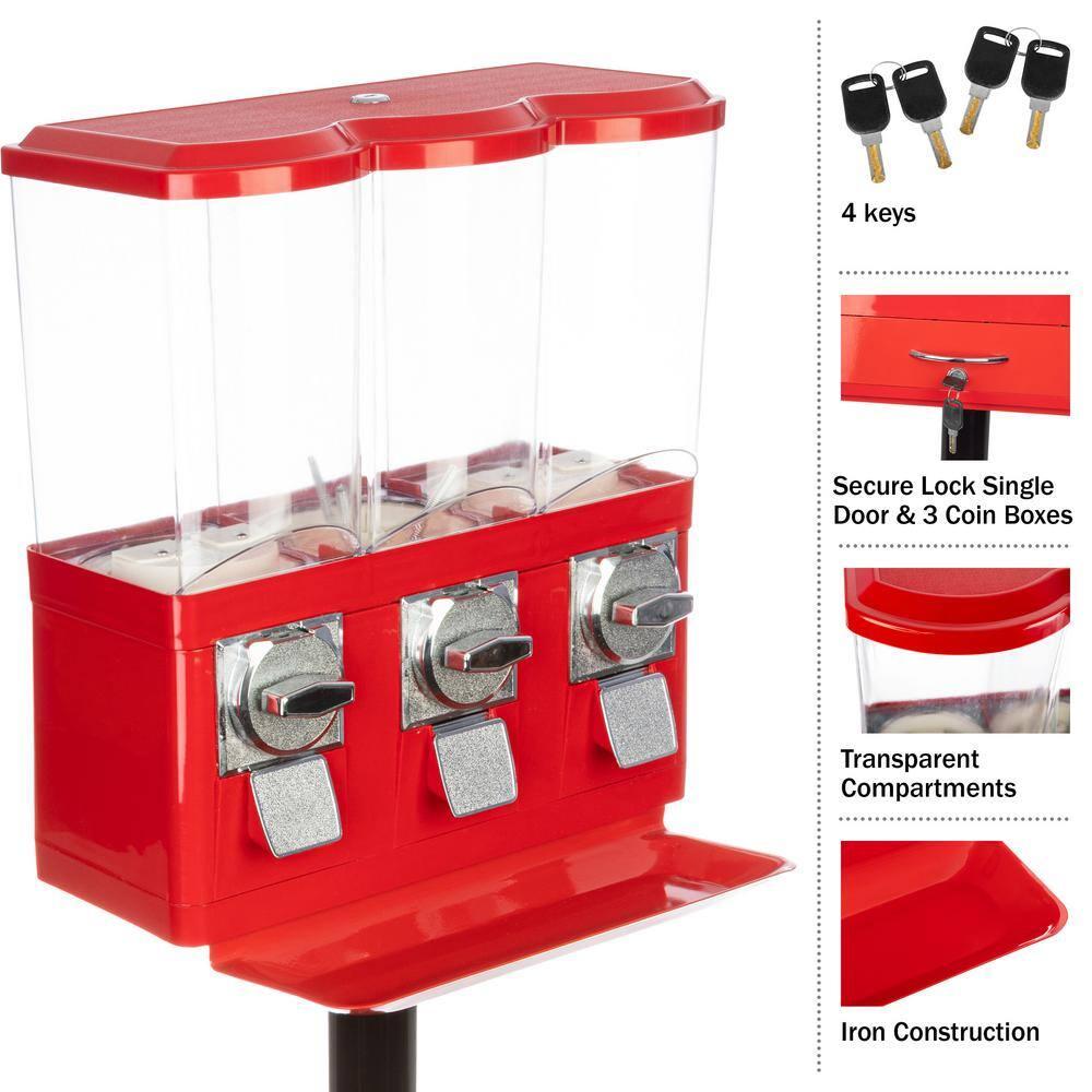 Great Northern Popcorn Great Northern Popcorn Triple Gumball Machine with Stand Red