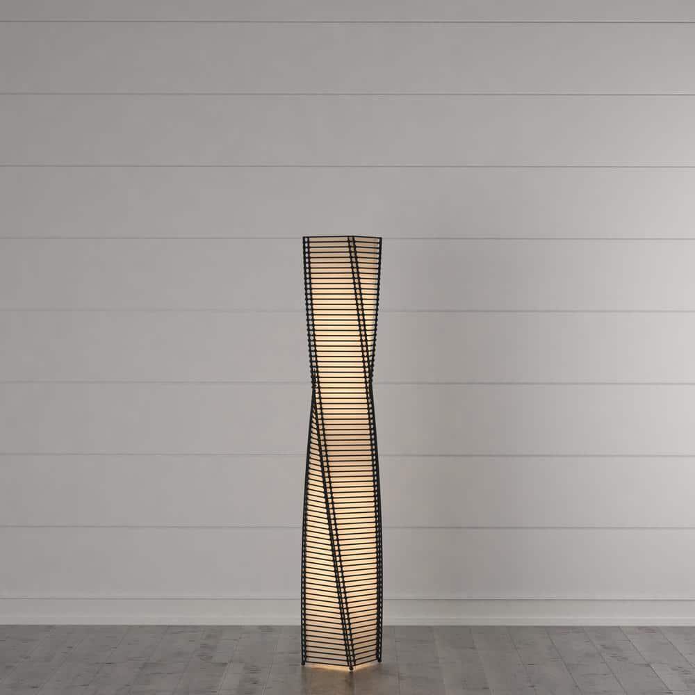 Stix Floor Lantern Black - Adesso: Twisting Cane Stick Design, ETL Listed, No Assembly Required