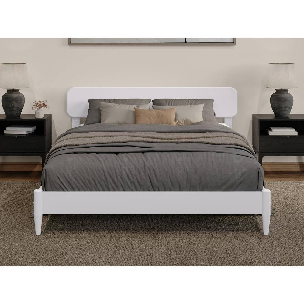 AFI Florence Queen Solid Wood Low Profile Platform Bed, White